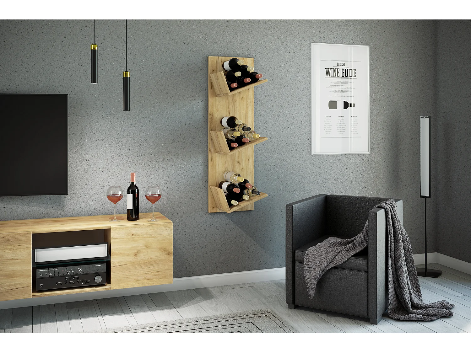 Wall Rack Vinosi Honey oak H. 106 x W. 33 x D. 26 cm