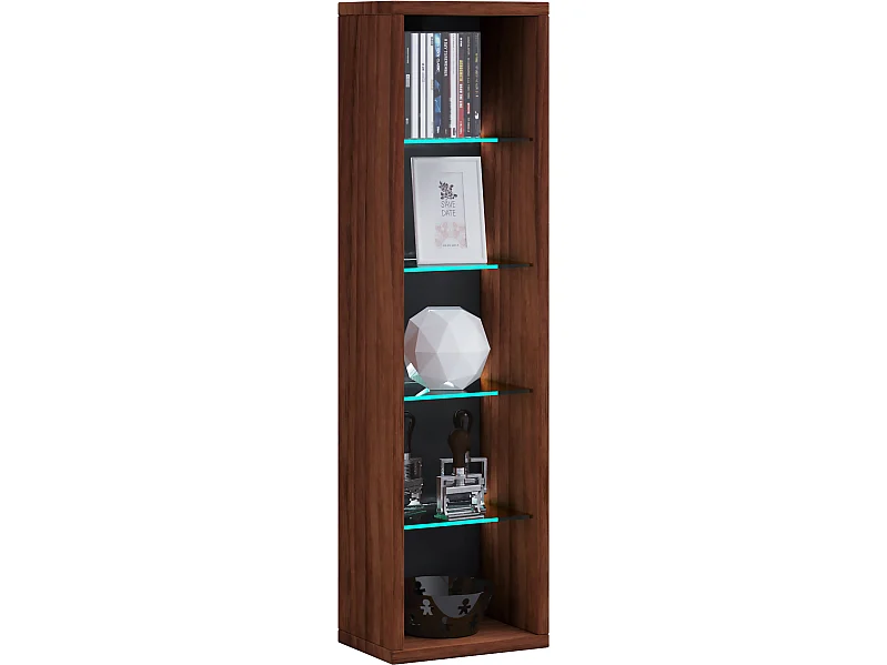 VCM bois CD DVD stand rangement étagère sur pied bibliothèque déco étagère verre Rasato (cœur noyer|77)