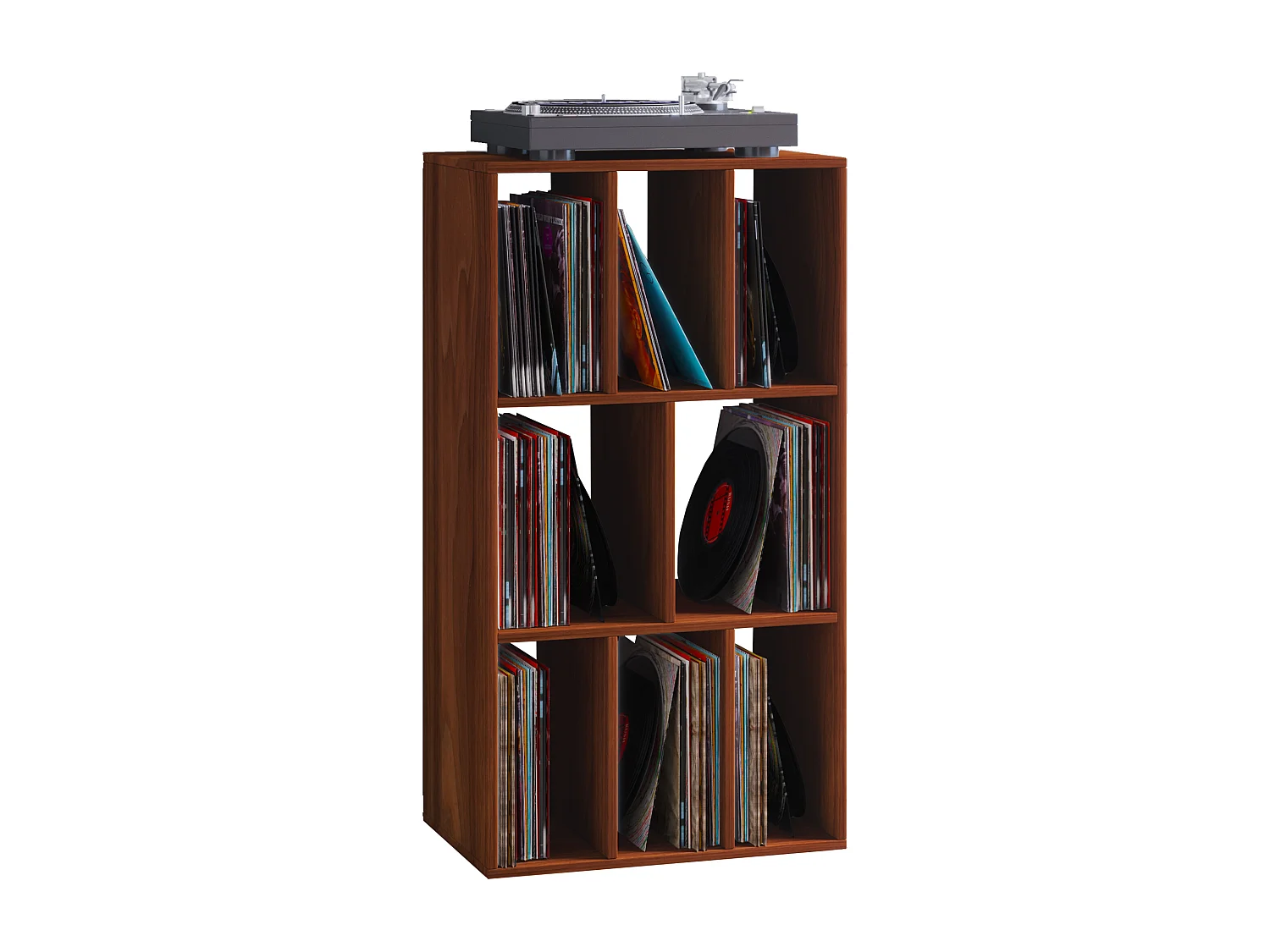 Prateleira de registro de madeira VCM | Divisor de salas | Dimensões A. 120 x L. 60 x P. 40 cm | Prateleira de mídia - Schalino (noz de núcleo)