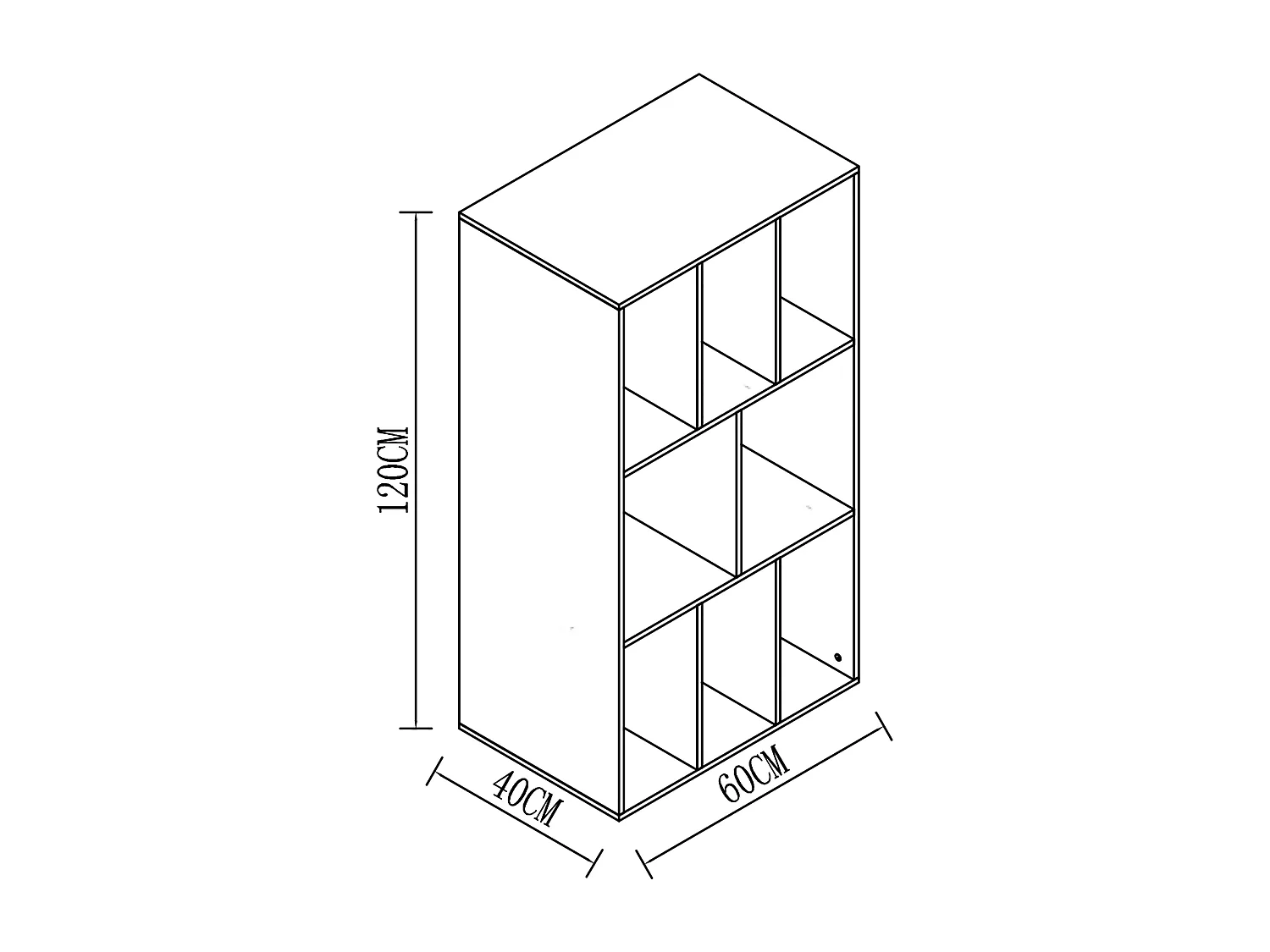 Prateleira de registro de madeira VCM | Divisor de salas | Dimensões A. 120 x L. 60 x P. 40 cm | Prateleira de mídia - Schalino (noz de núcleo)