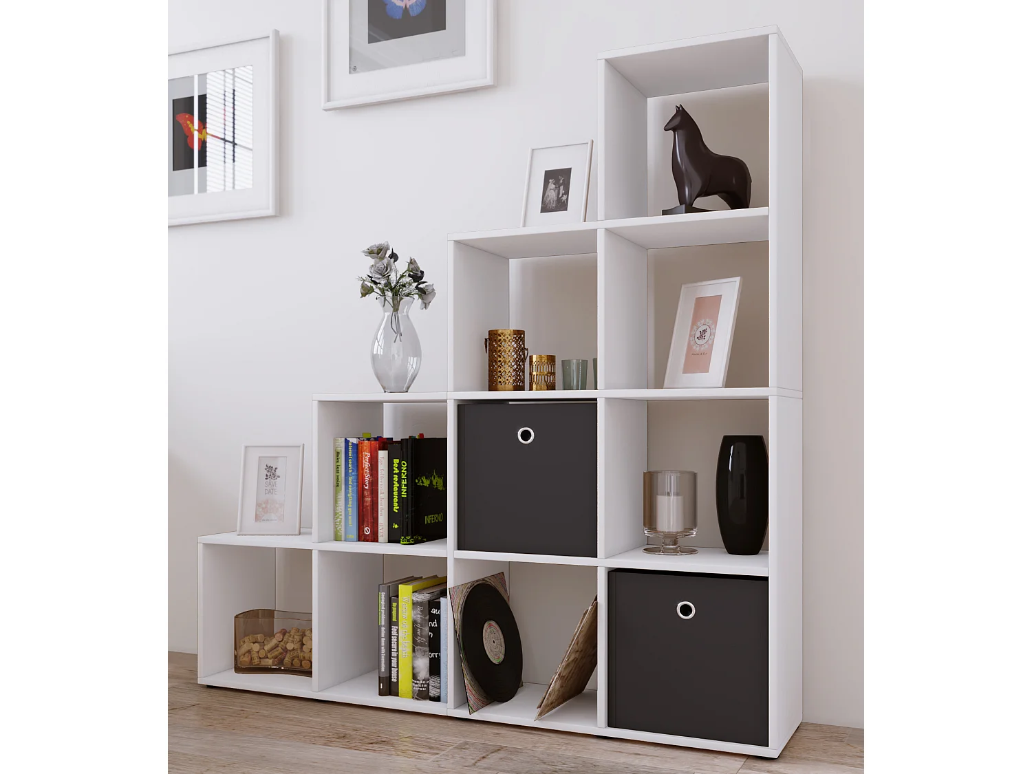 Holz Stand Treppenregal Regal 10 Fächer Napoli