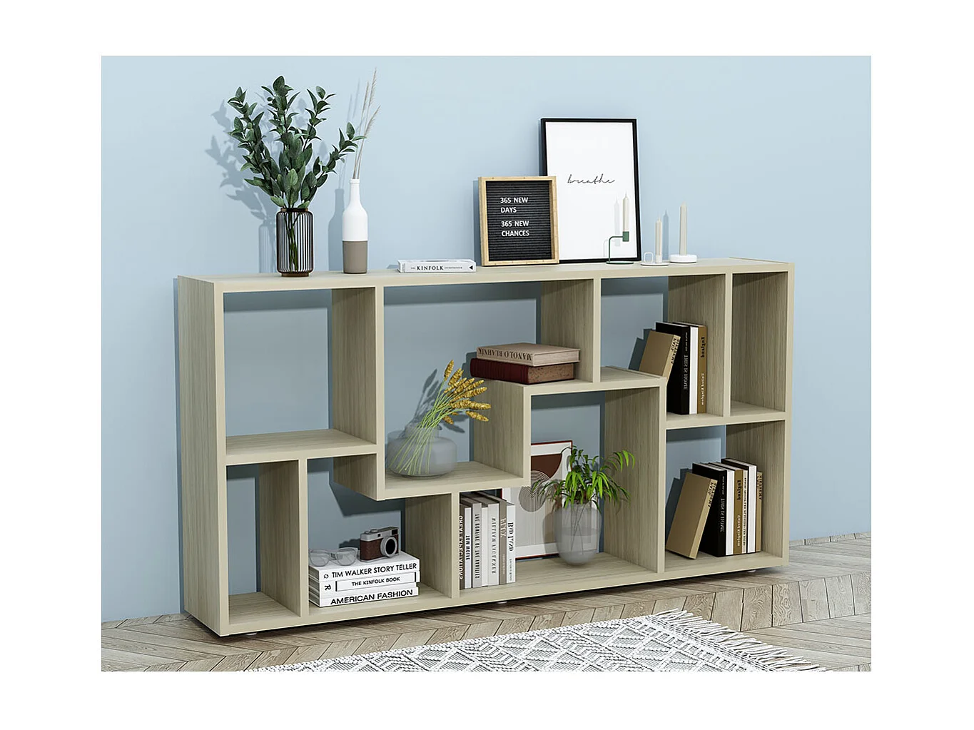 Holz Stand Regal Raumteiler Bücherregal Lanisa L
