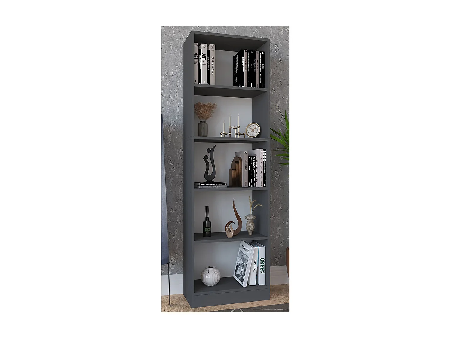 VCM Wood Storage Stand Prateleira Estante Decoração Livros Stand Shelf Dilos XL 5 vezes (Antracite)