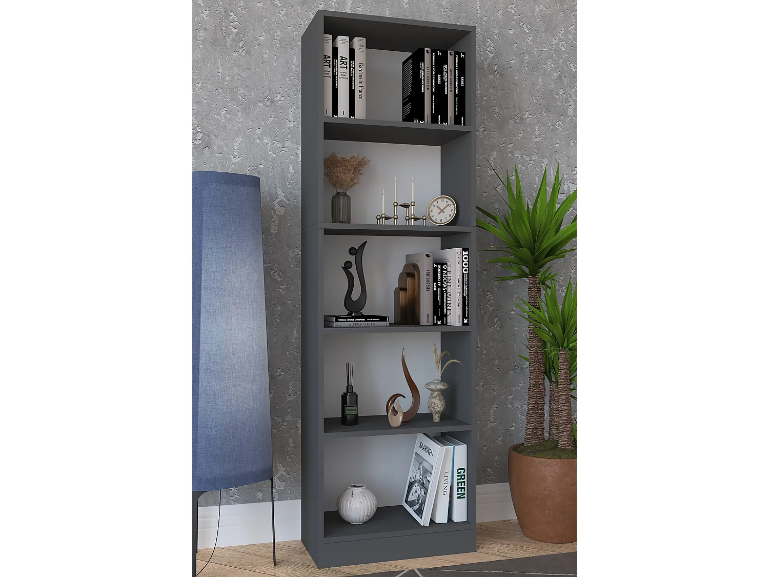 VCM Wood Storage Stand Prateleira Estante Decoração Livros Stand Shelf Dilos XL 5 vezes (Antracite)