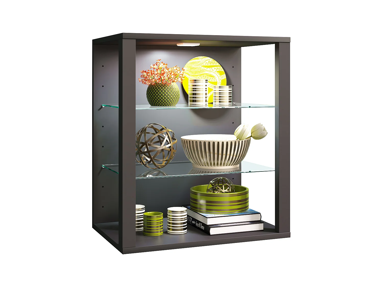 Wall display cabinet Glasol Anthracite H. 60 x W. 52 x D. 35 cm