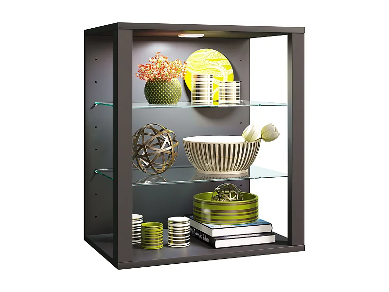 Wall display cabinet Glasol Anthracite H. 60 x W. 52 x D. 35 cm