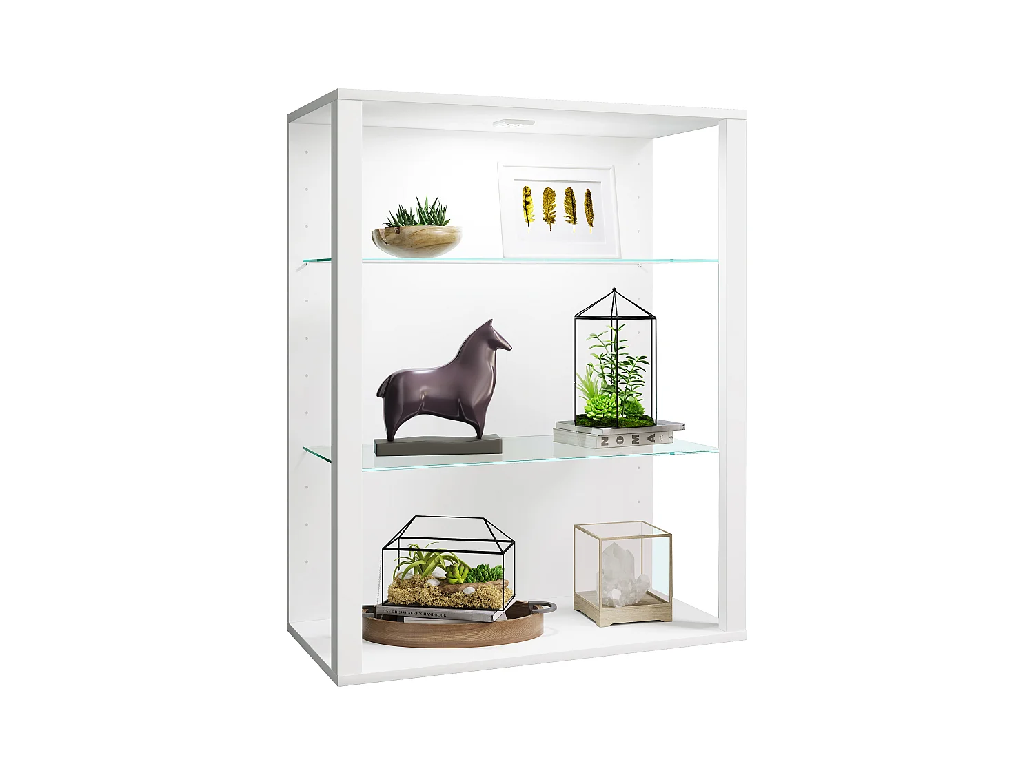 Wall display cabinet Glasol White H. 90 x W. 70 x D. 35 cm