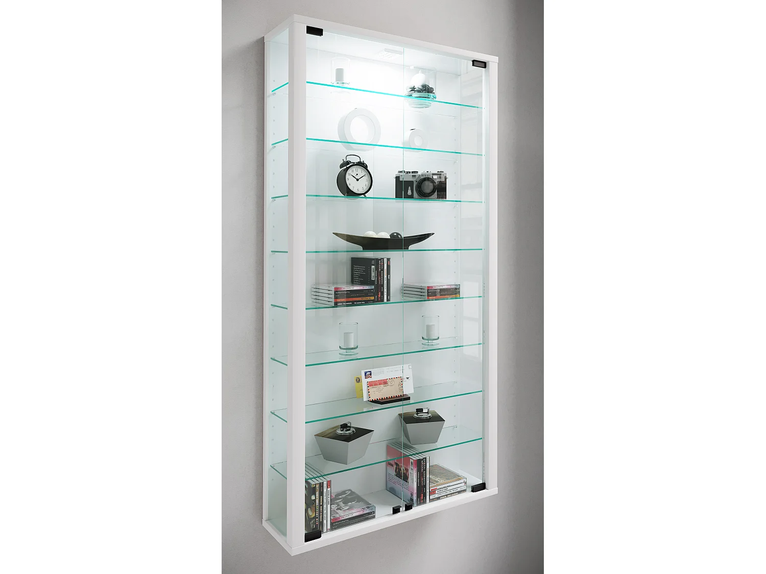 Wall display cabinet Vitrosa White H. 114 x W. 59 x D. 18 cm