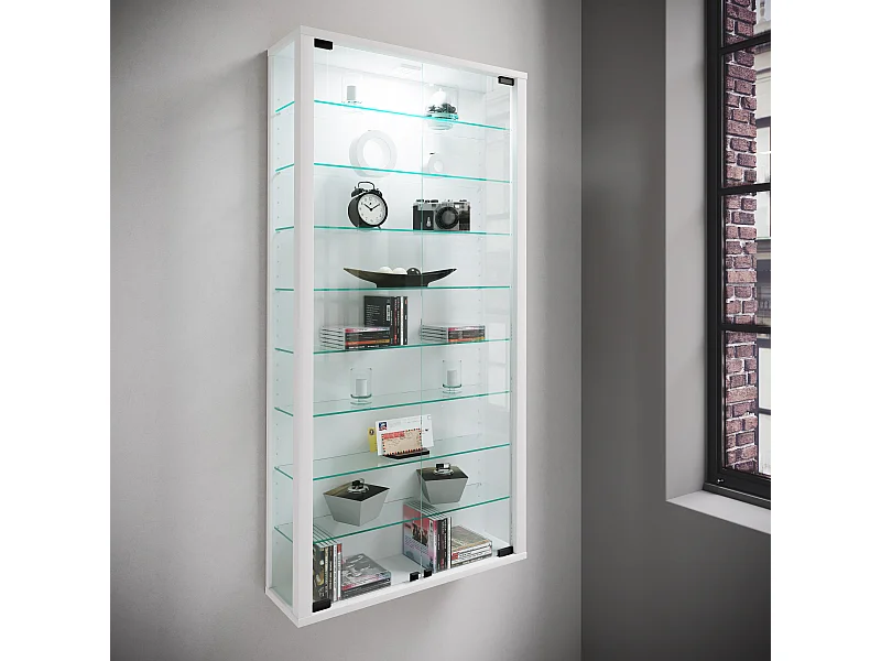 Wall display cabinet Vitrosa White H. 114 x W. 59 x D. 18 cm