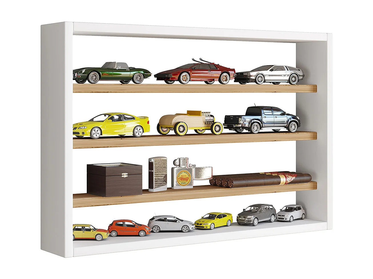 Wall display cabinet Osado White / Honey oak H. 40 x W. 60 x D. 10 cm