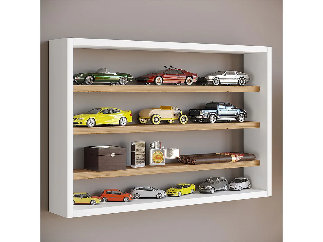 Wall display cabinet Osado White / Honey oak H. 40 x W. 60 x D. 10 cm