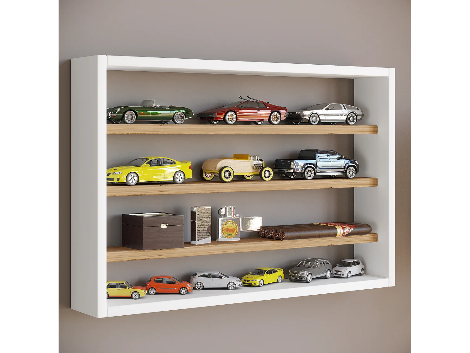Wall display cabinet Osado White / Honey oak H. 40 x W. 60 x D. 10 cm
