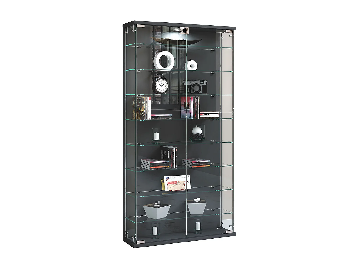 Wall display cabinet Relas Anthracite H. 114 x W. 59 x D. 17 cm