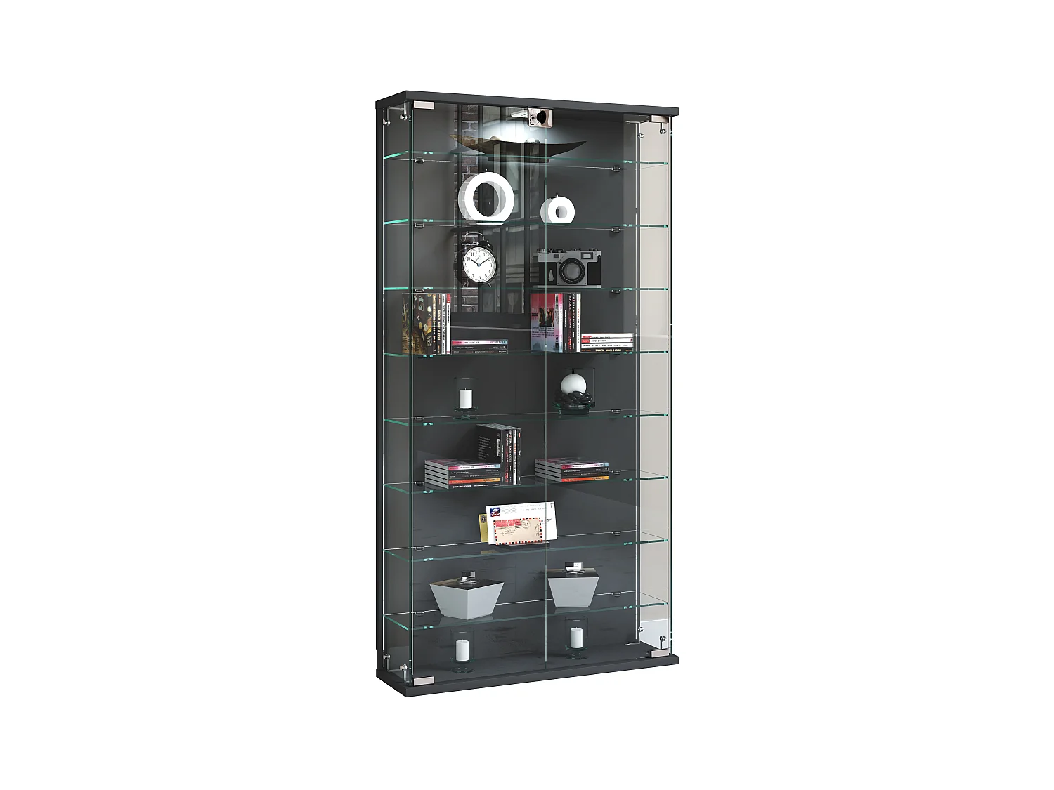 Wall display cabinet Relas Anthracite H. 114 x W. 59 x D. 17 cm