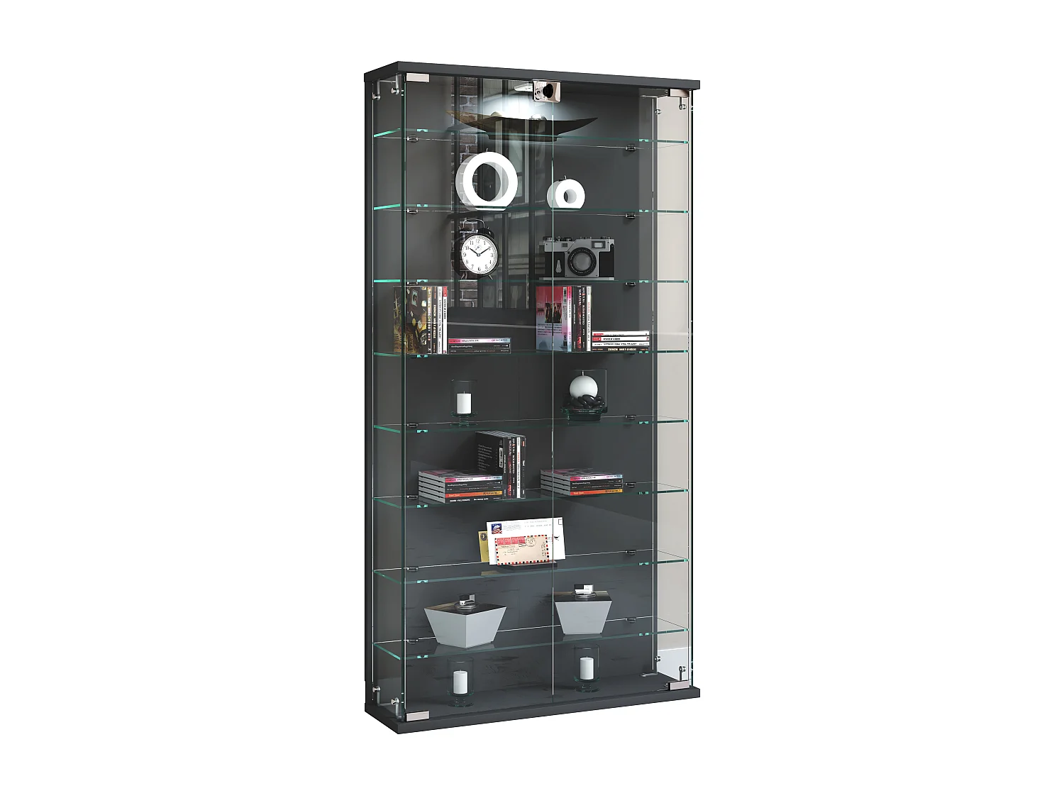 Wall display cabinet Relas Anthracite H. 114 x W. 59 x D. 17 cm