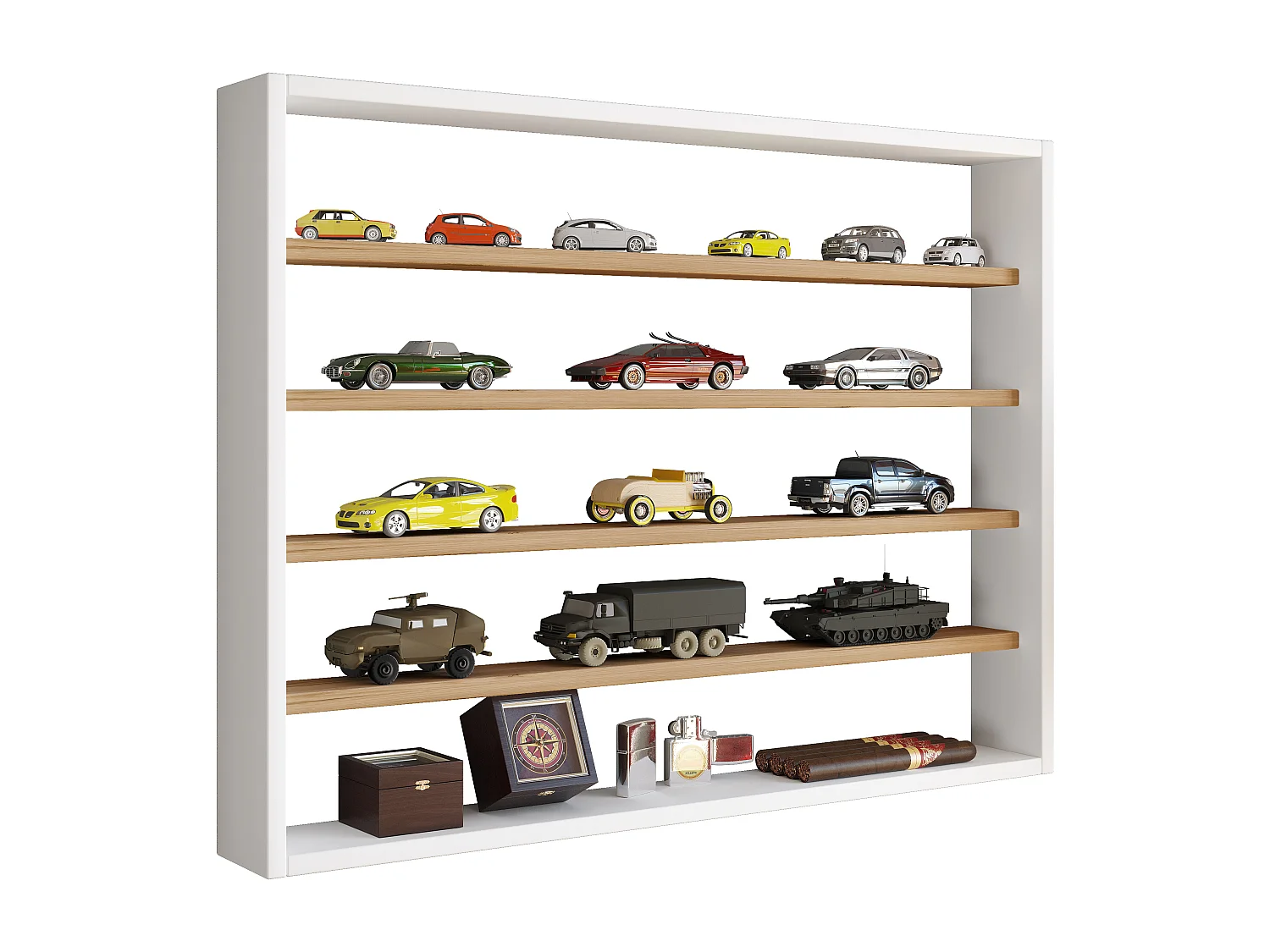 Wall display cabinet Osado White / Honey oak H. 60 x W. 80 x D. 10 cm