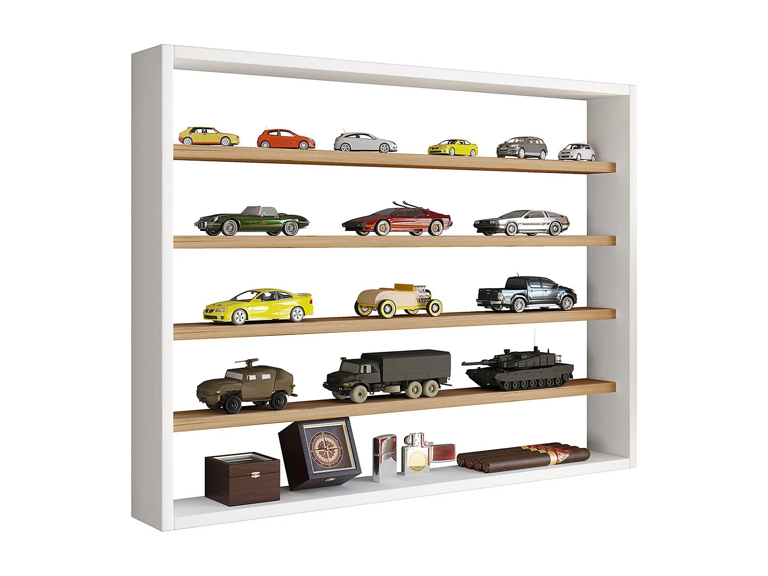 Wall display cabinet Osado White / Honey oak H. 60 x W. 80 x D. 10 cm