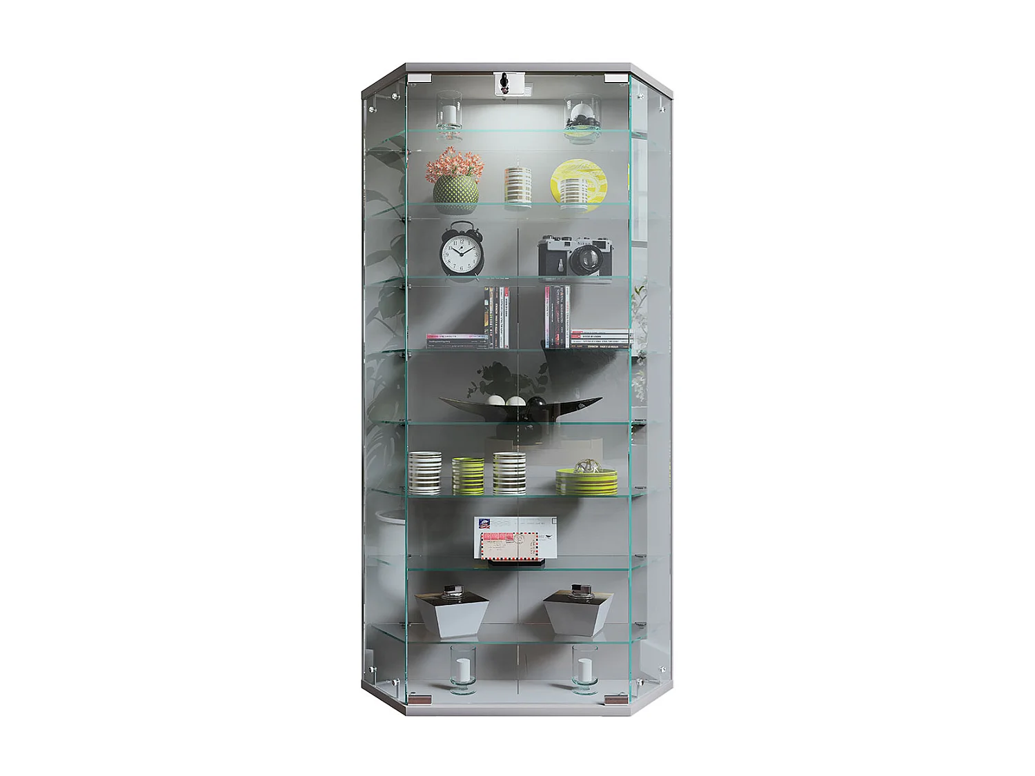 Wall display cabinet Benila Silver H. 114 x W. 83 x D. 17 cm