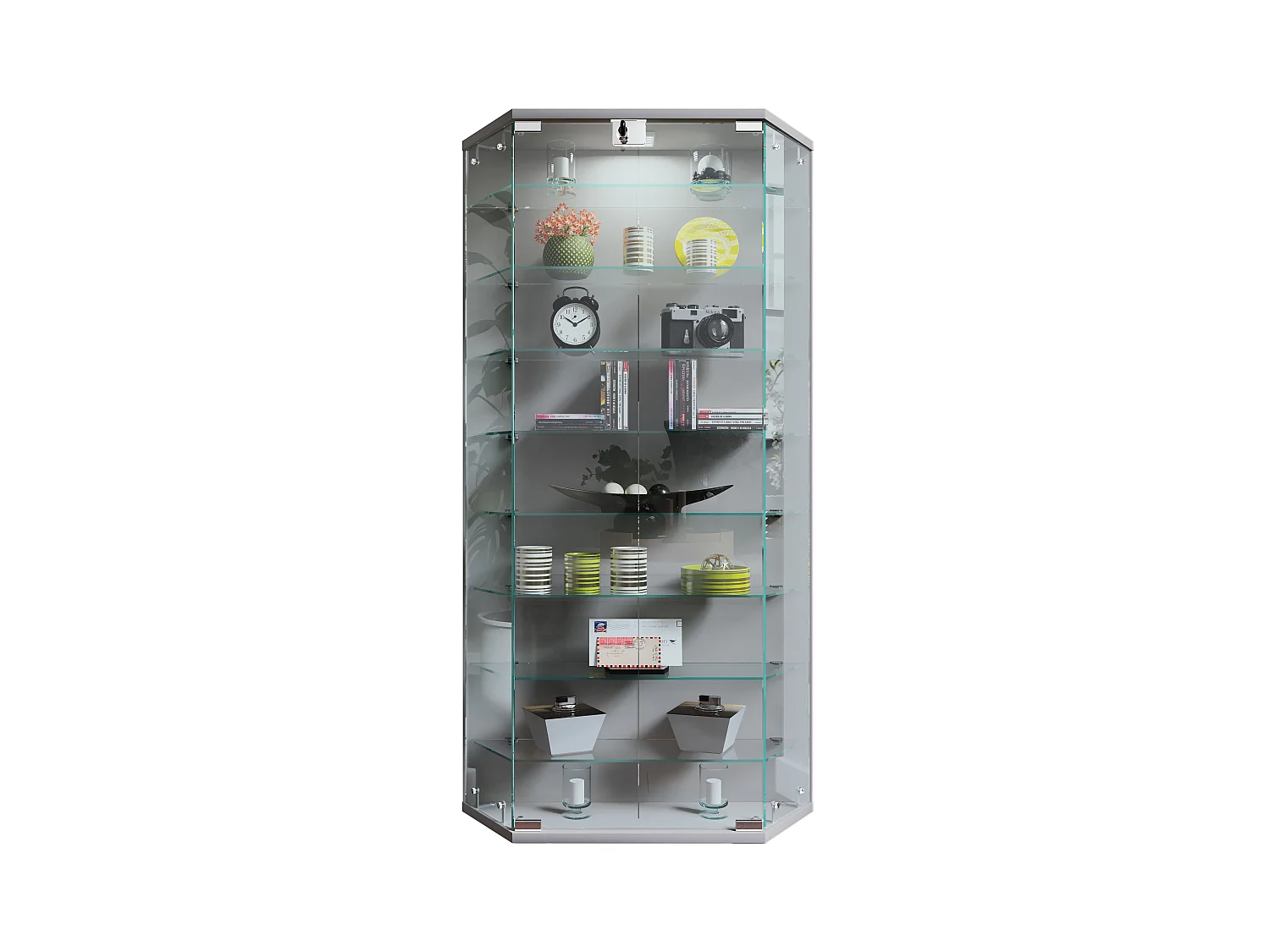 Wall display cabinet Benila Silver H. 114 x W. 83 x D. 17 cm