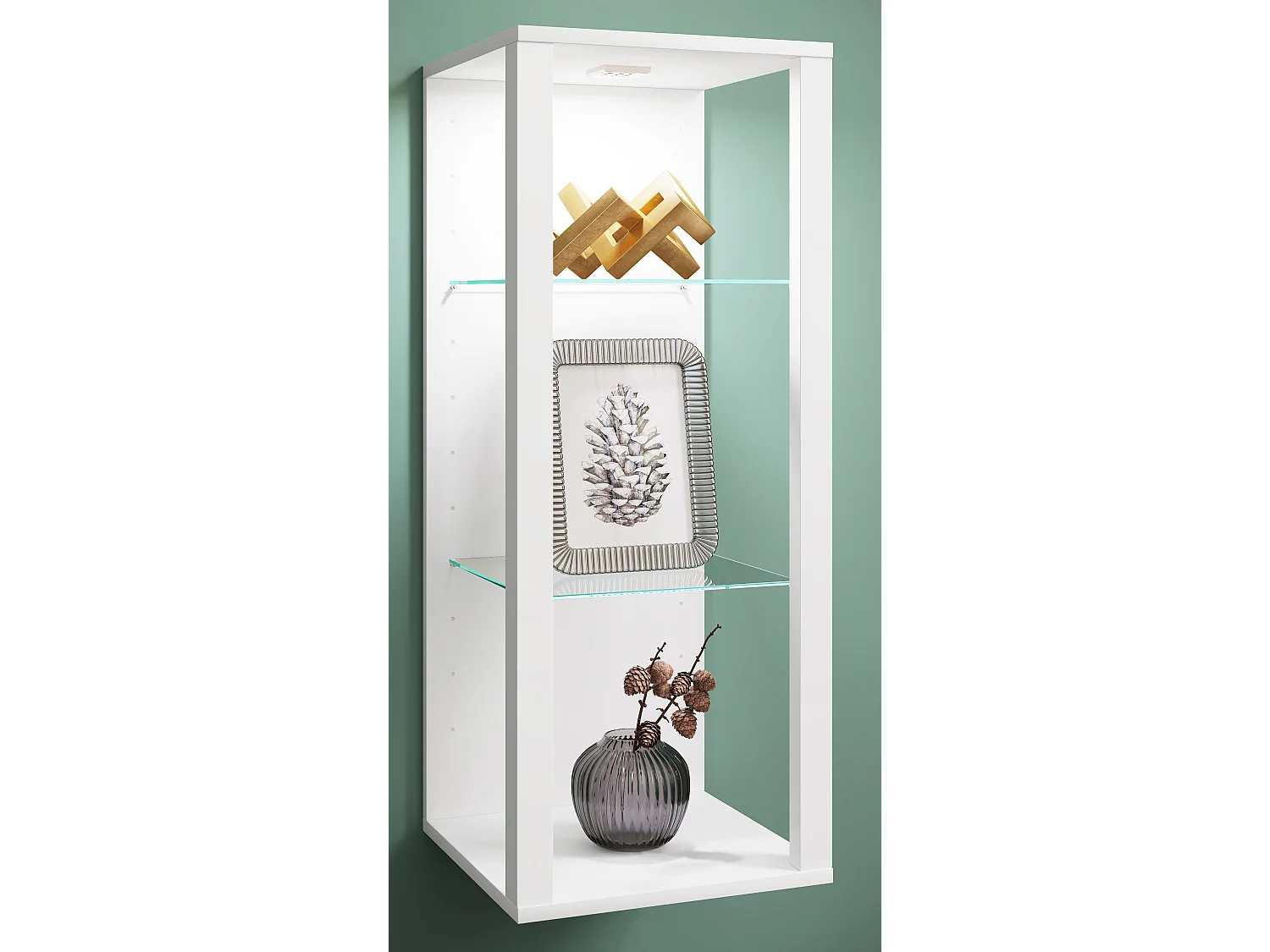 Wall display cabinet Glasol White H. 90 x W. 35 x D. 35 cm