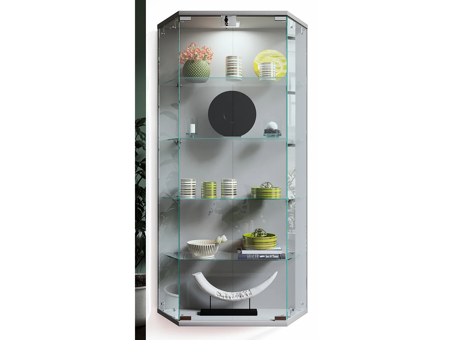 Wall display cabinet Benila Silver H. 114 x W. 83 x D. 17 cm