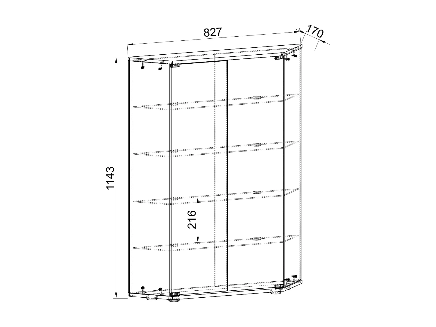 Wall display cabinet Benila Silver H. 114 x W. 83 x D. 17 cm