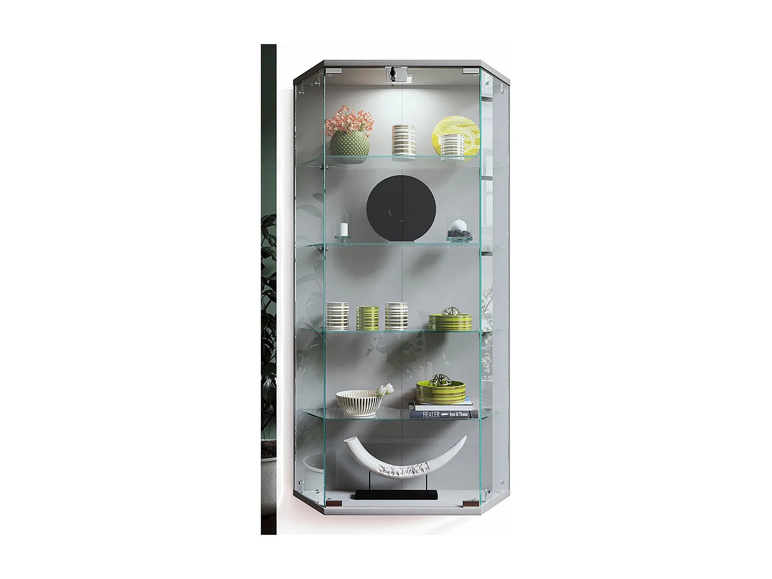 Wall display cabinet Benila Silver H. 114 x W. 83 x D. 17 cm