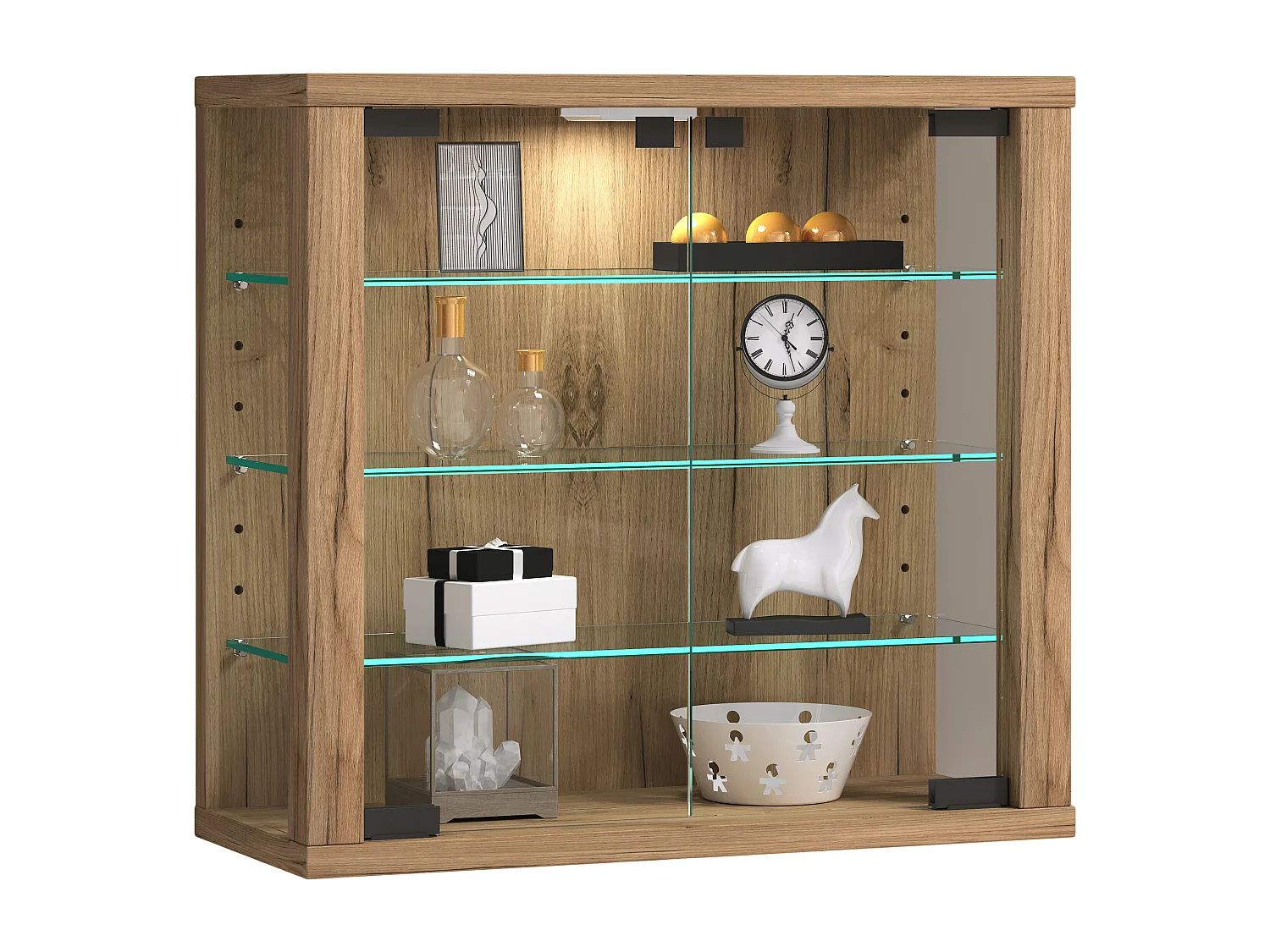Wall display cabinet Vitrosa Honey oak H. 40 x W. 43 x D. 18 cm