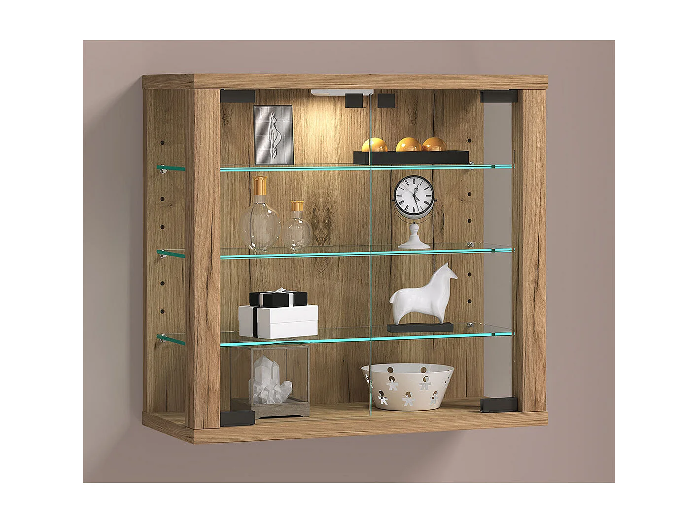 Wall display cabinet Vitrosa Honey oak H. 40 x W. 43 x D. 18 cm