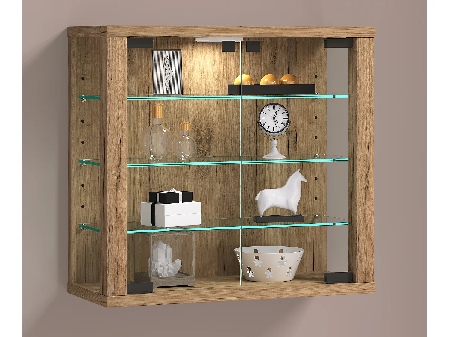 Wall display cabinet Vitrosa Honey oak H. 40 x W. 43 x D. 18 cm