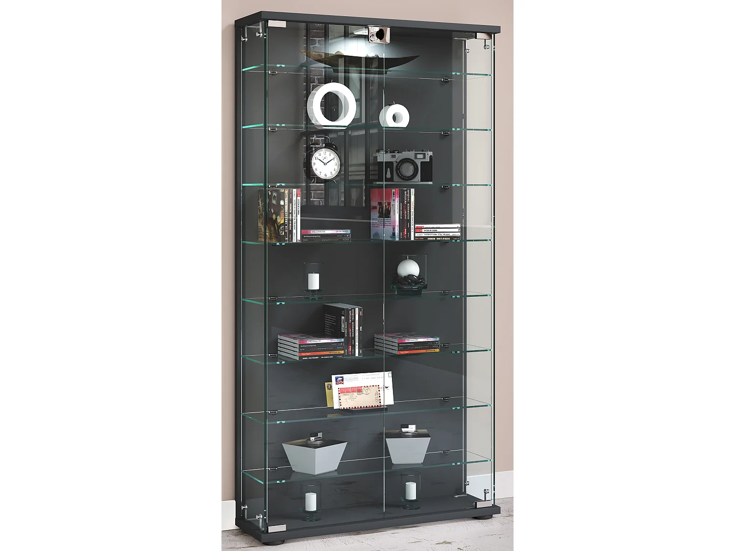 Standing cabinet Stelas Anthracite H. 114 x W. 59 x D. 17 cm