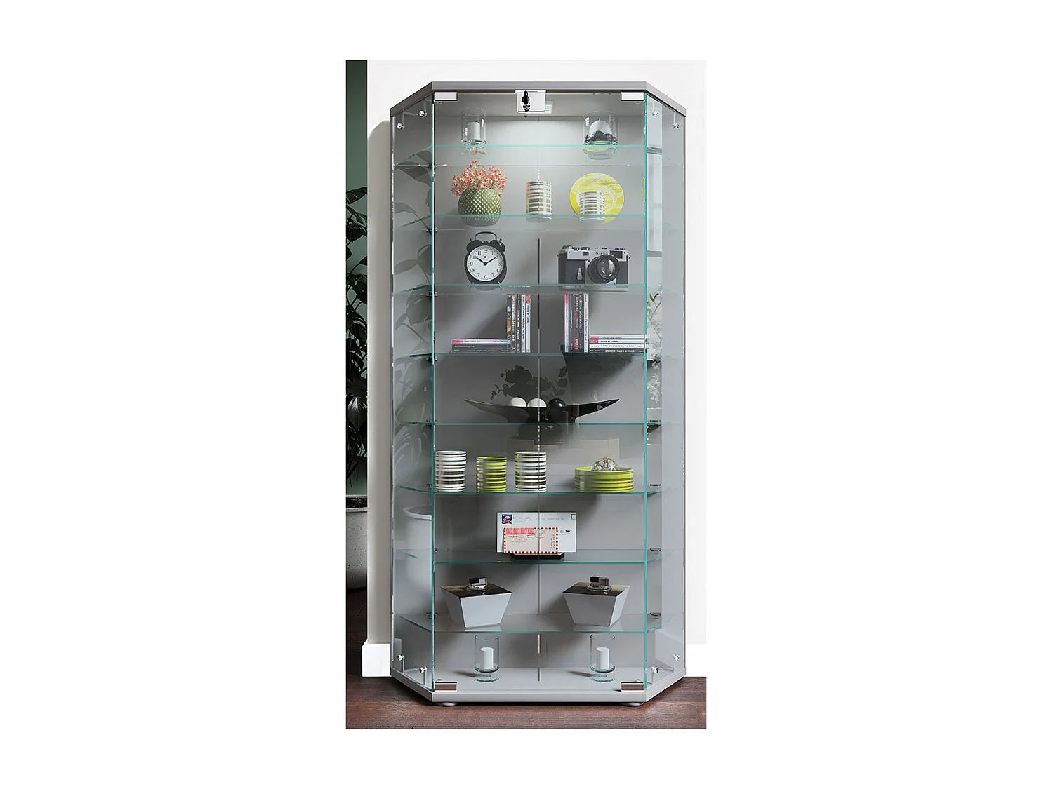 Holz Glas Stand Vitrine Sammelvitrine Cenila XL