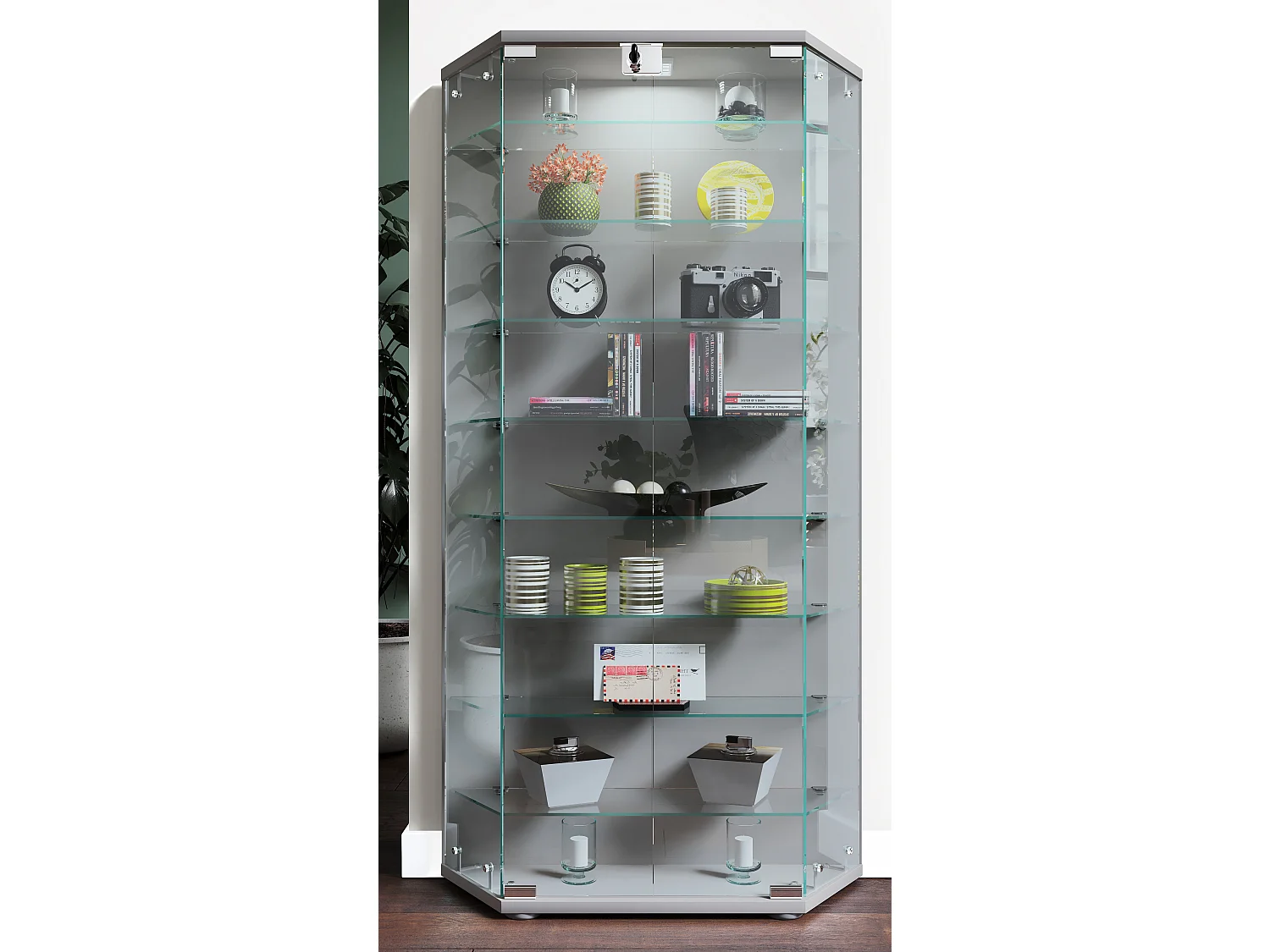 Holz Glas Stand Vitrine Sammelvitrine Cenila XL