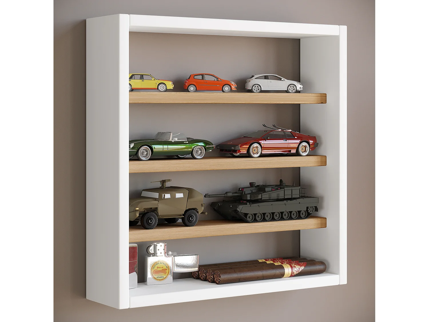 Wall display cabinet Osado White / Honey oak H. 40 x W. 40 x D. 10 cm