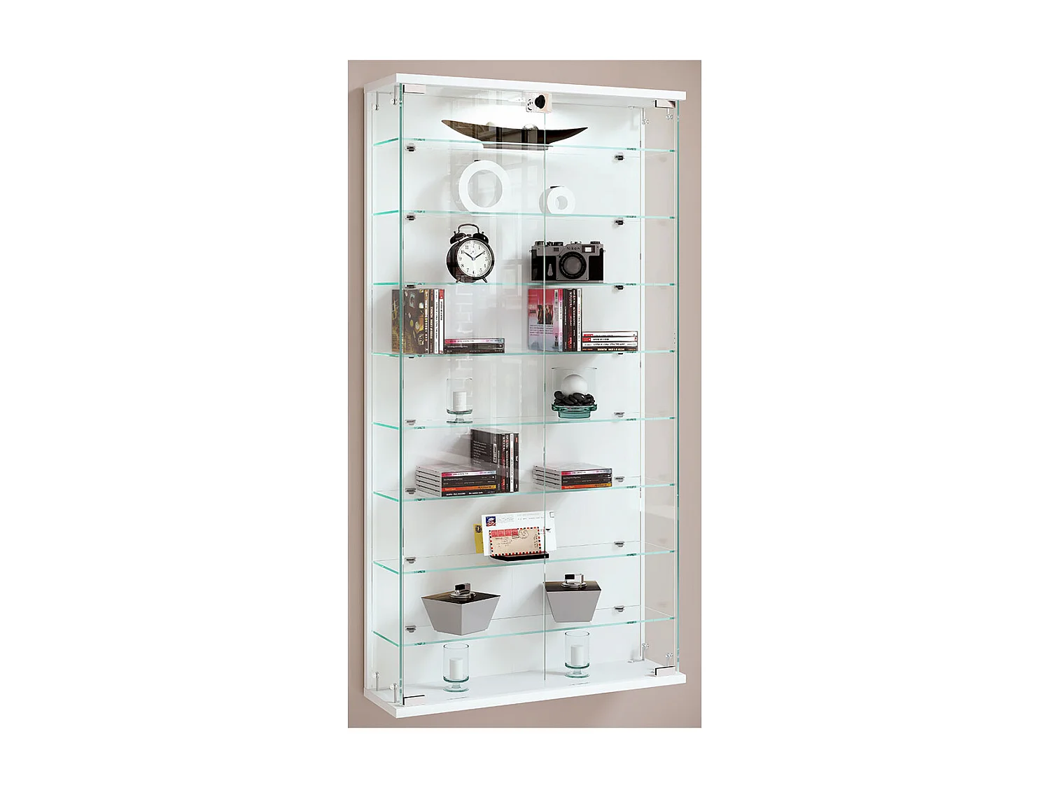Wall display cabinet Relas White H. 114 x W. 59 x D. 17 cm