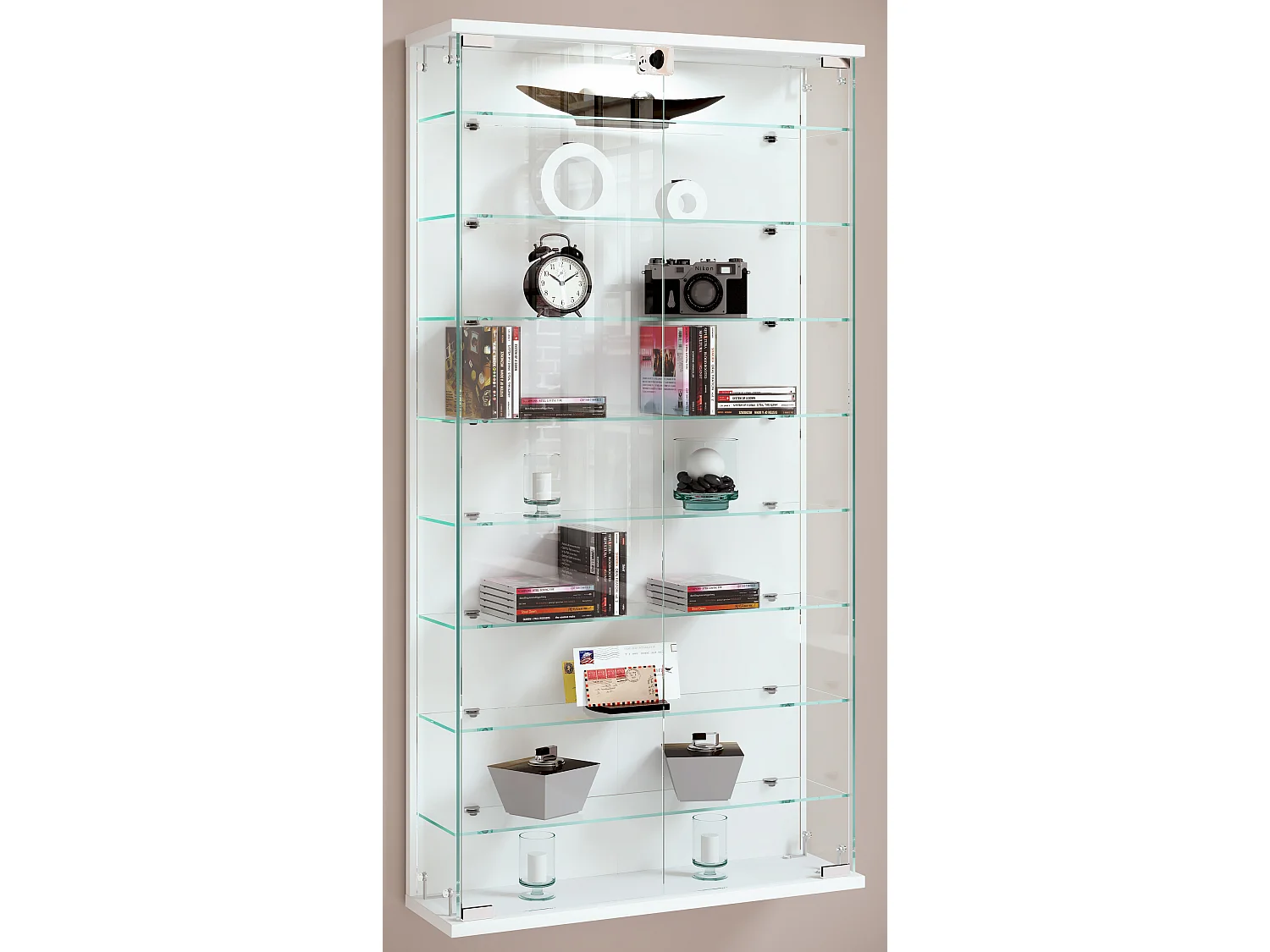 Wall display cabinet Relas White H. 114 x W. 59 x D. 17 cm