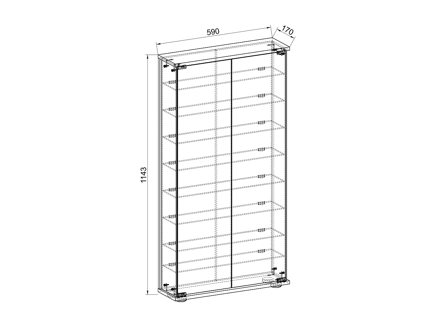 Wall display cabinet Relas White H. 114 x W. 59 x D. 17 cm