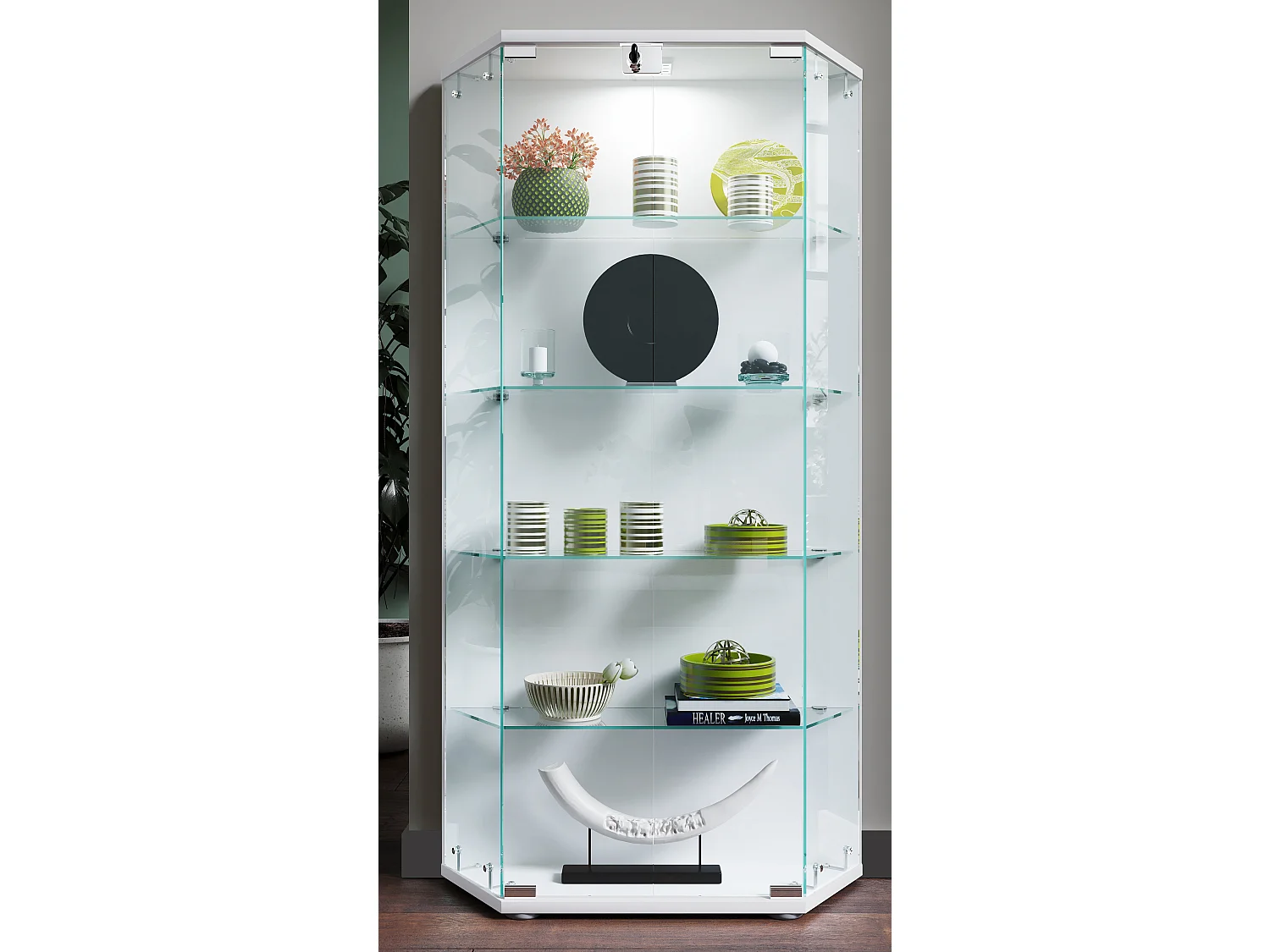 Vetro di legno Stand Showcase Shelf Cenila L