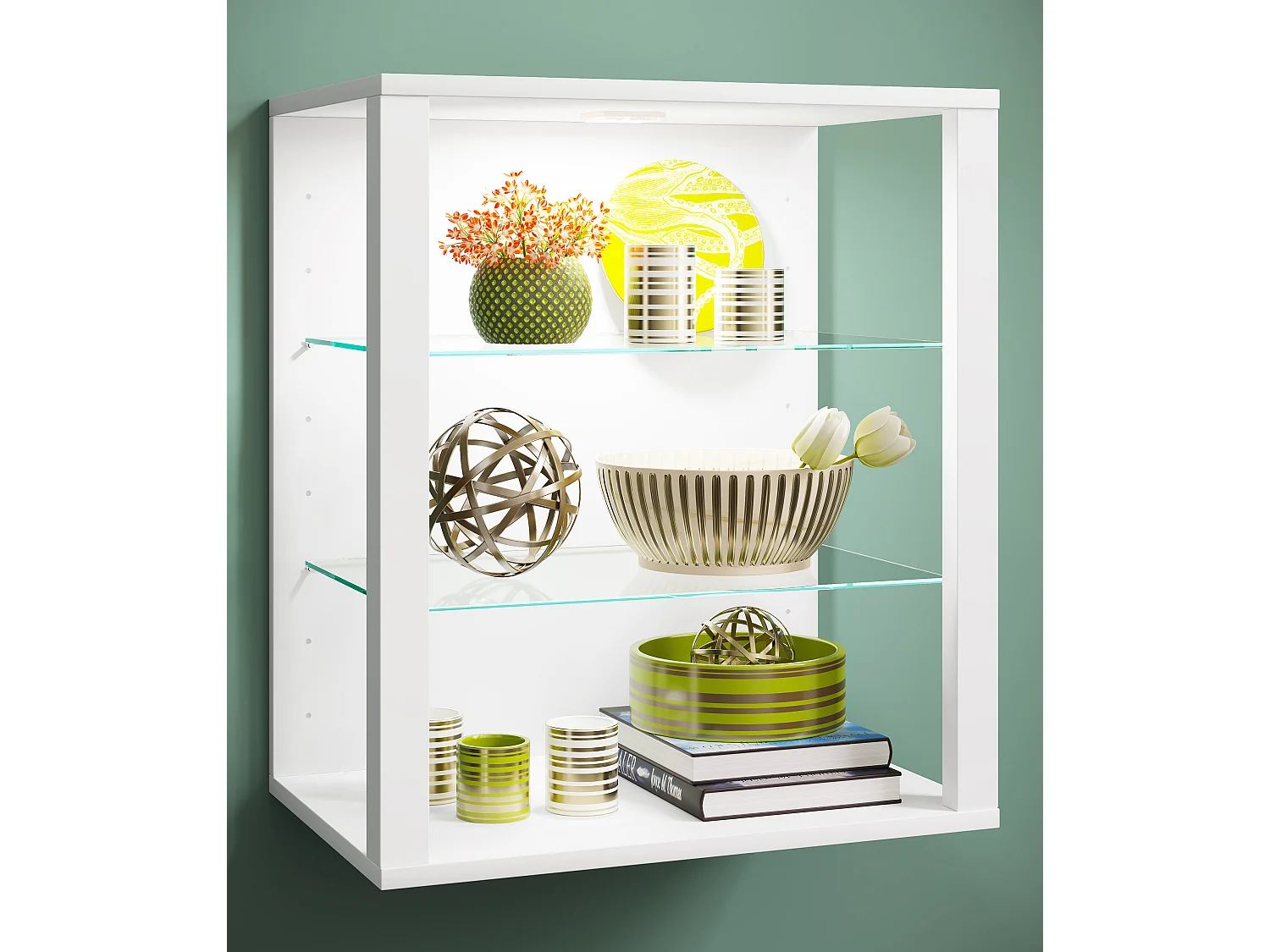 Wall display cabinet Glasol White H. 60 x W. 52 x D. 35 cm