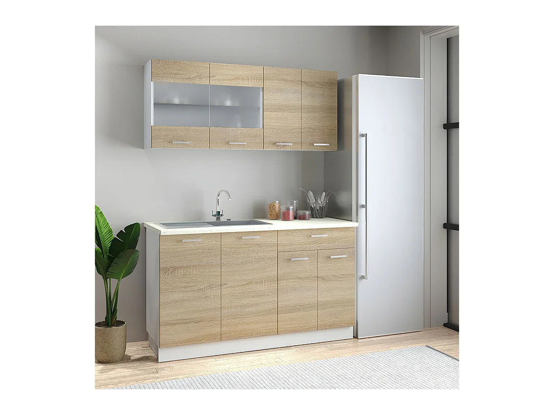 Kitchen furniture hanging cabinet Esilo White / Sonoma oak H. 60 x W. 57 x D. 57 cm