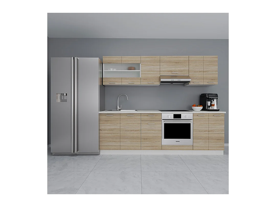 Kitchen furniture hanging cabinet Esilo White / Sonoma oak H. 60 x W. 57 x D. 57 cm