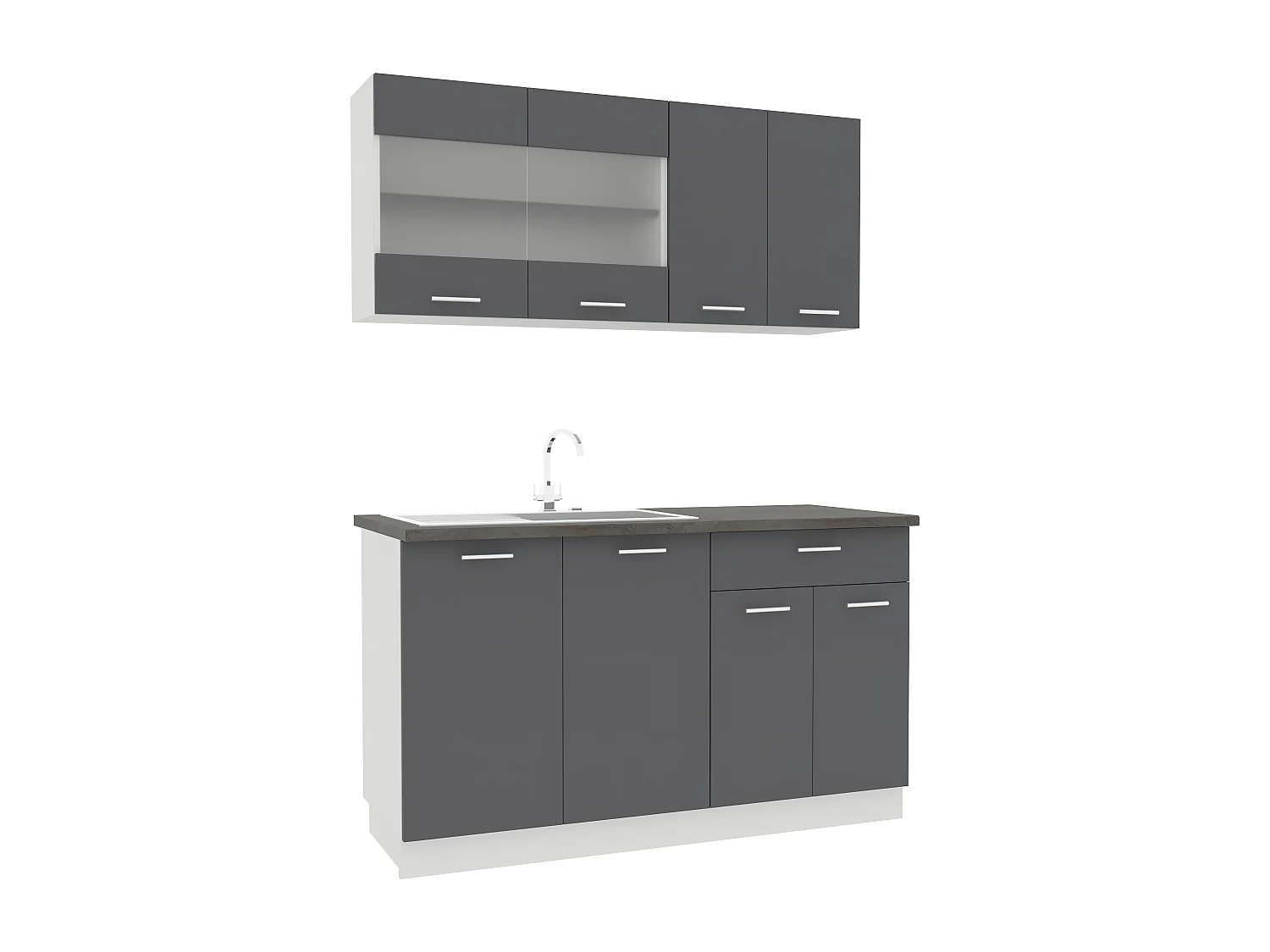 Kitchenette Esilo White / Anthracite H. 145 x W. 140 x. D. 60 cm