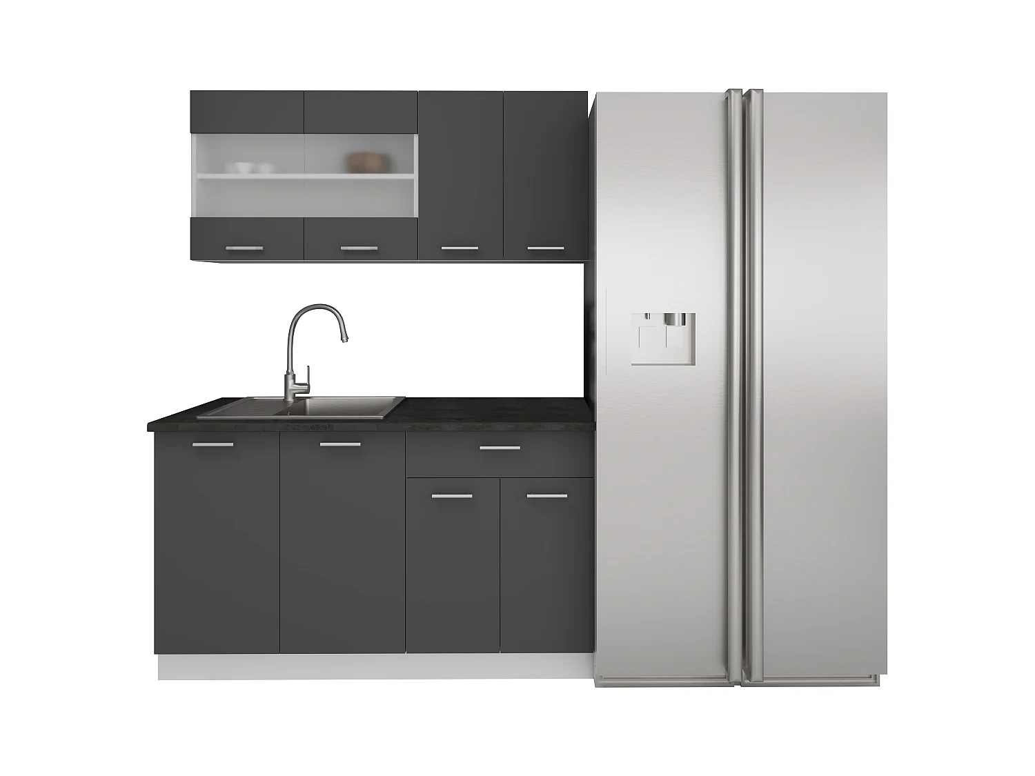 Kitchenette Esilo White / Anthracite H. 145 x W. 140 x. D. 60 cm