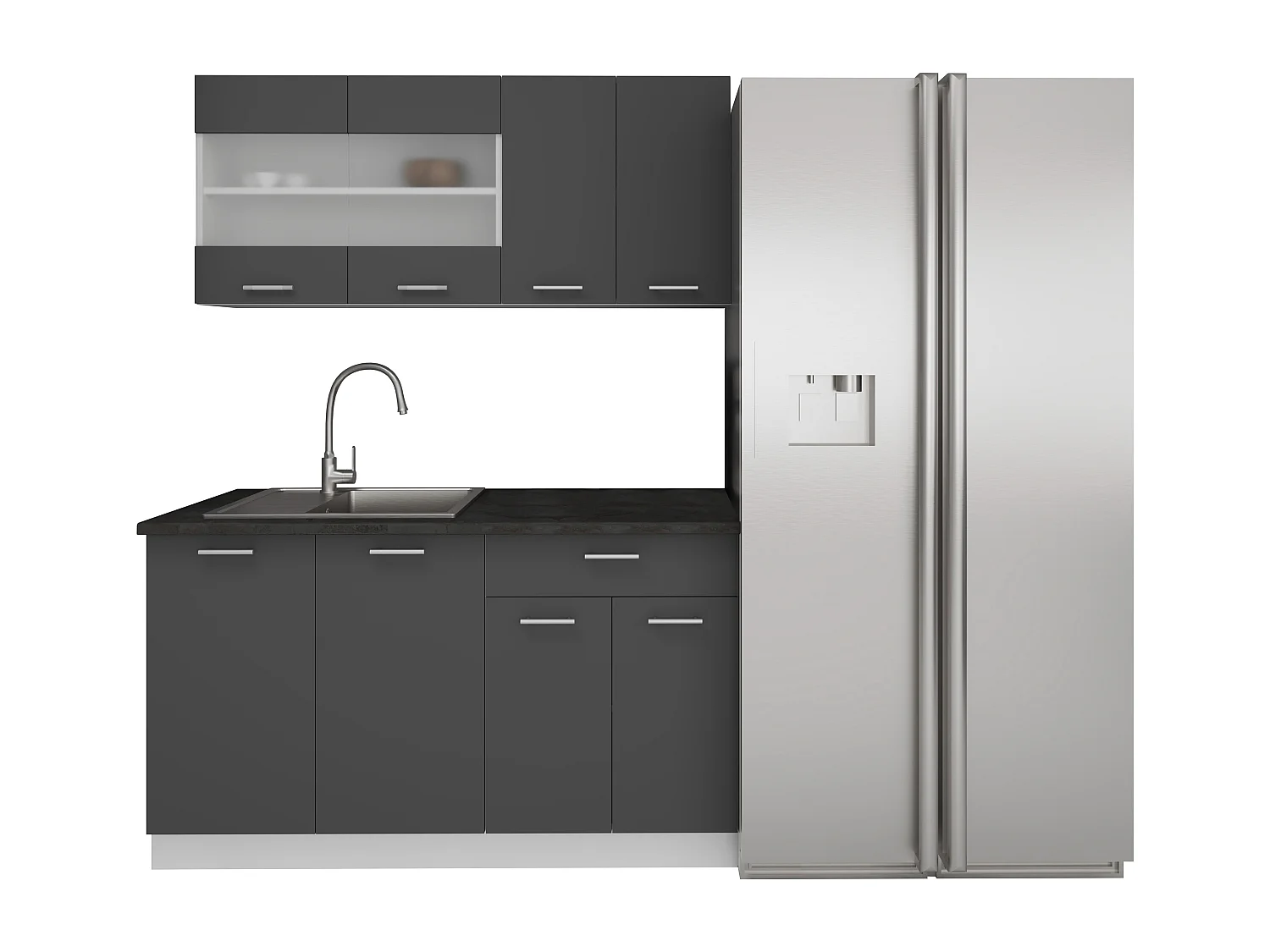 Kitchenette Esilo Blanco / Antracita AL. 145 x AN. 140 x. P. 60 cm