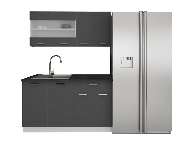 Kitchenette Esilo White / Anthracite H. 145 x W. 140 x. D. 60 cm