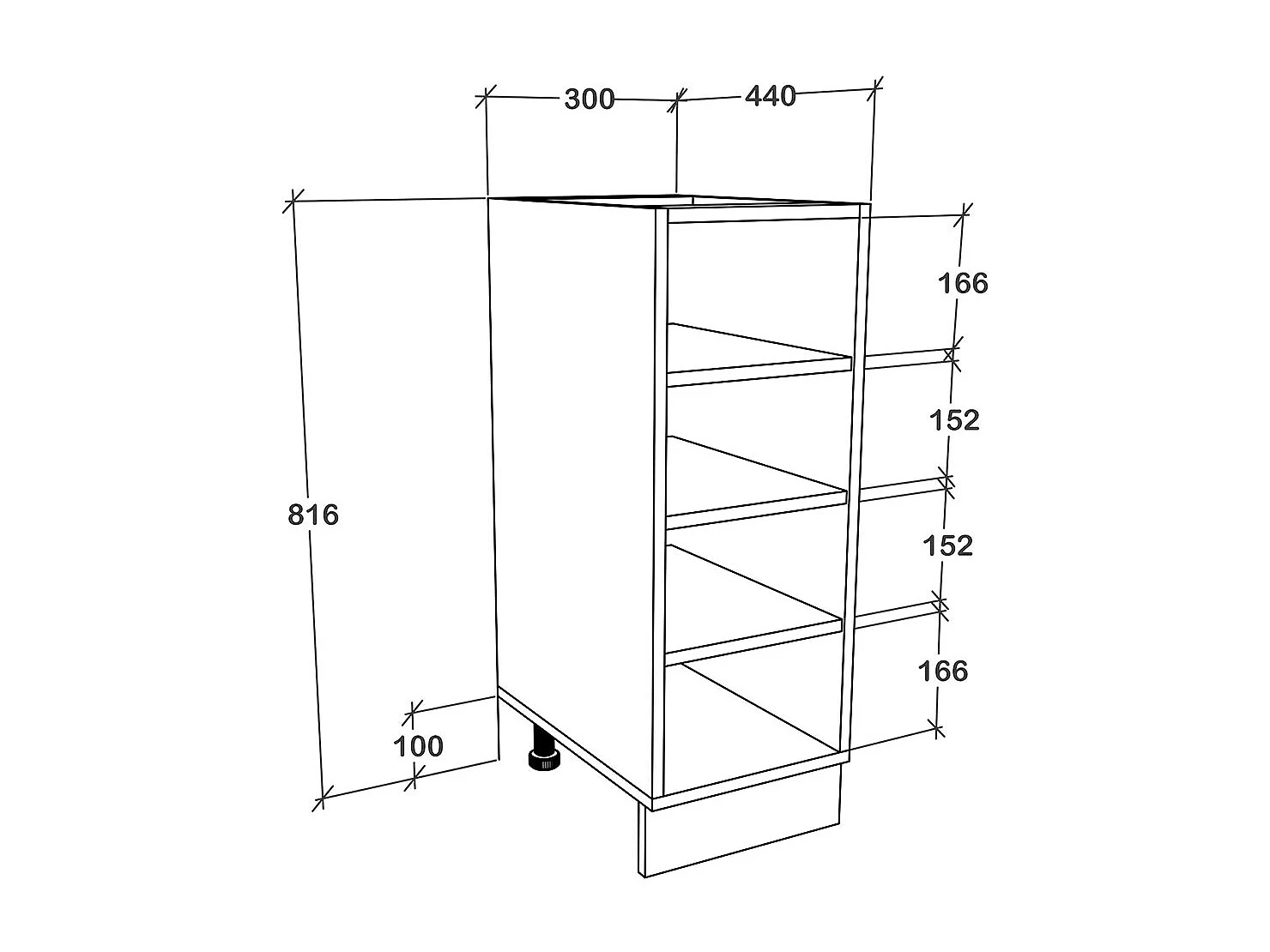 Kitchen furniture cabinet Esilo White H. 82 x W. 30 x D. 44 cm