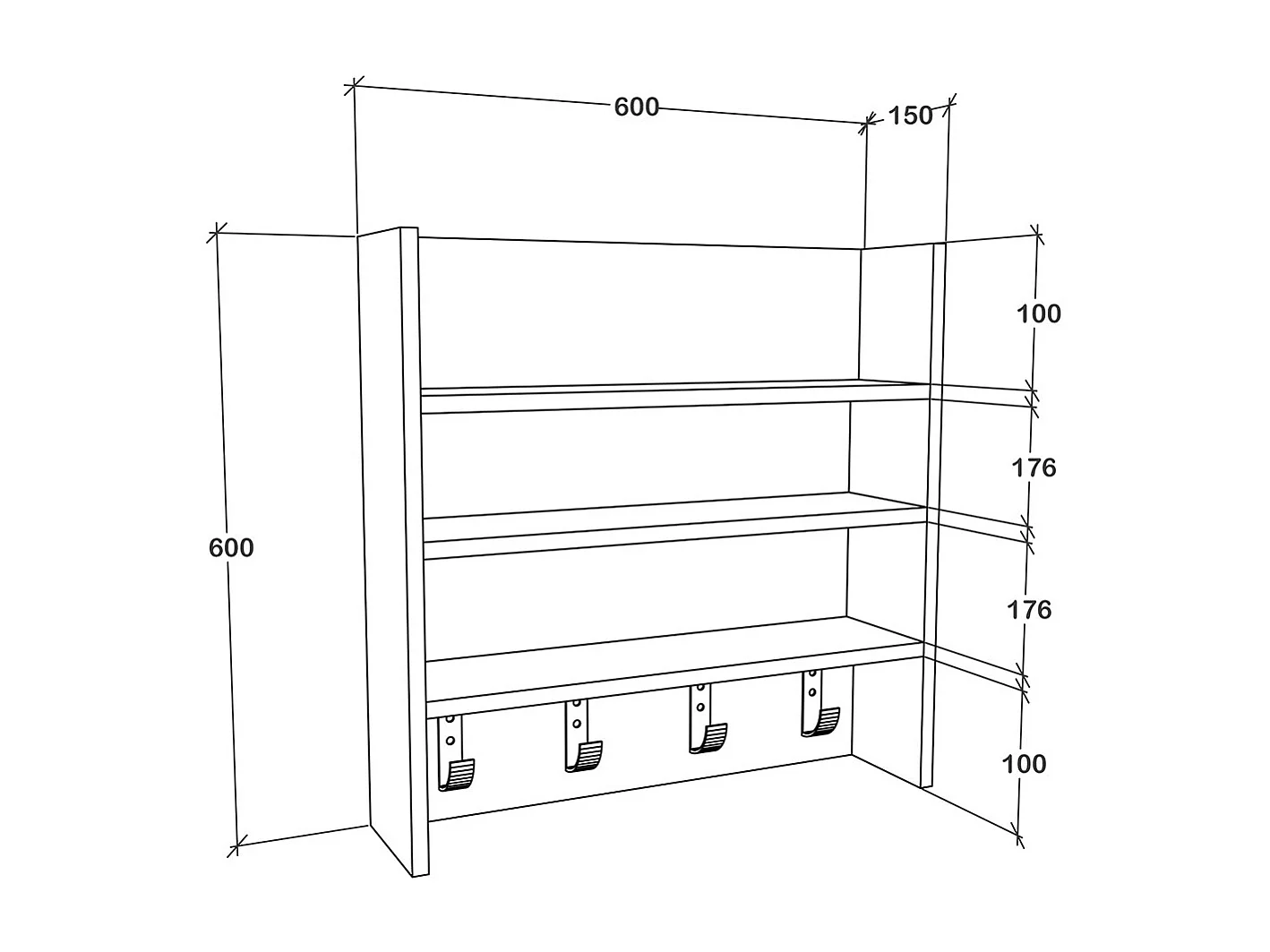 Kitchen furniture hanging cabinet Esilo White H. 60 x W. 60 x D. 15 cm