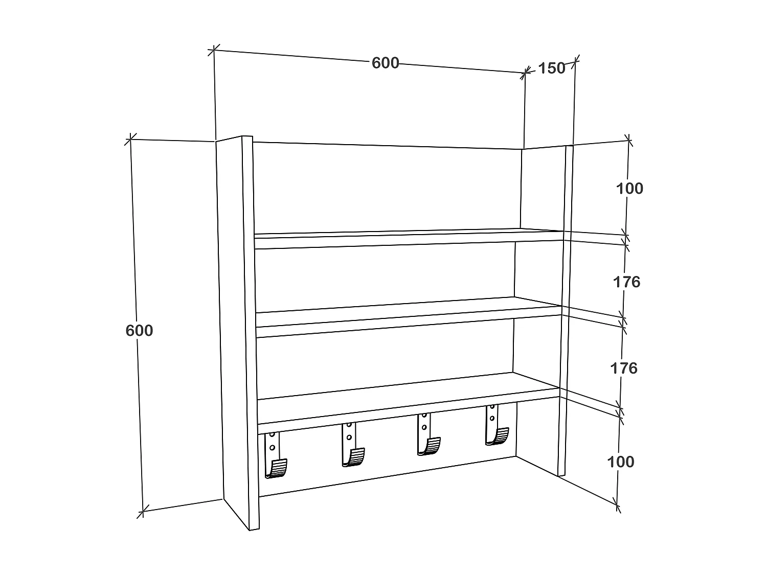 Kitchen furniture hanging cabinet Esilo White H. 60 x W. 60 x D. 15 cm