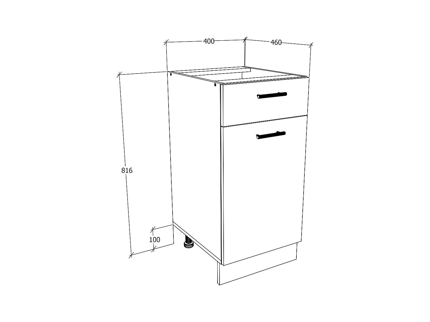 Armário de cozinha VCM | Dimensões aprox. A. 82 x L. 40 x P. 46 cm | Armário inferior com gaveta | Móveis de cozinha - Esilo (Branco / Antracite)