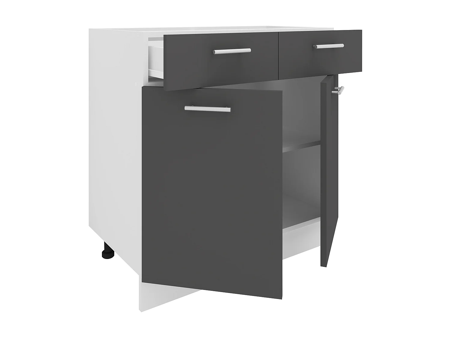 Armário de cozinha VCM | Dimensões aprox. A. 82 x L. 80 x. P. 46 cm | Armário inferior com gaveta | Móveis de cozinha – Esilo (Branco / Antracite)
